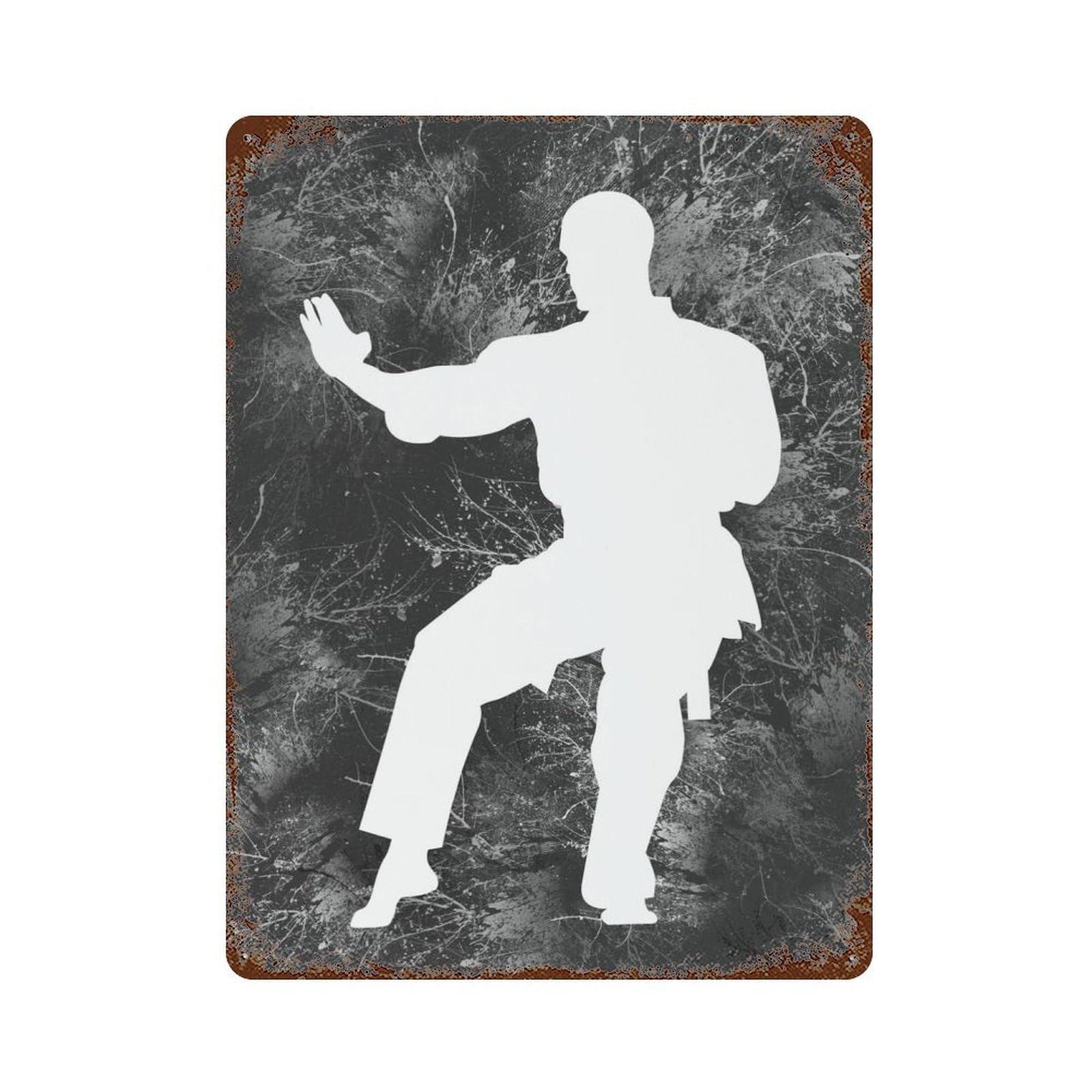 Karate Silhouette 23 Rusty Metal Tin Sign 15.7"x11.8", for Shed, Workshop And Garage Wall Decor, Shabby Chic Decor