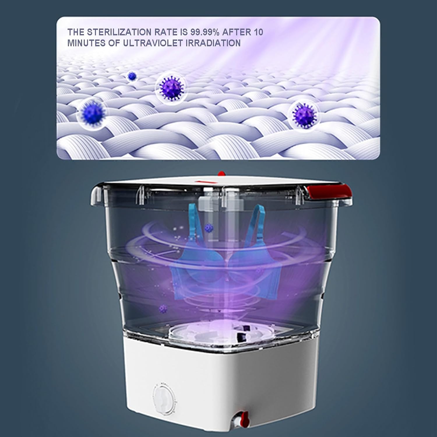 Portable Mini Washing Machine - 12L Foldable Compact Washer for Apartments, Dorms, Travel, RV & Camping - Ideal for Baby Clothes, Underwear & Small Items (Blue)