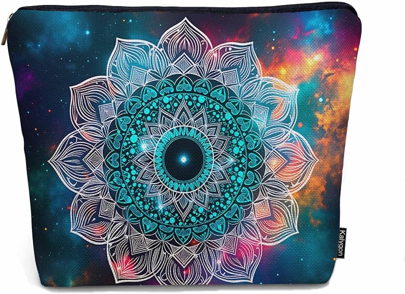 Necessaire de viagem Kalygon Mandala Galaxy em linho com zíper, 1 unidade