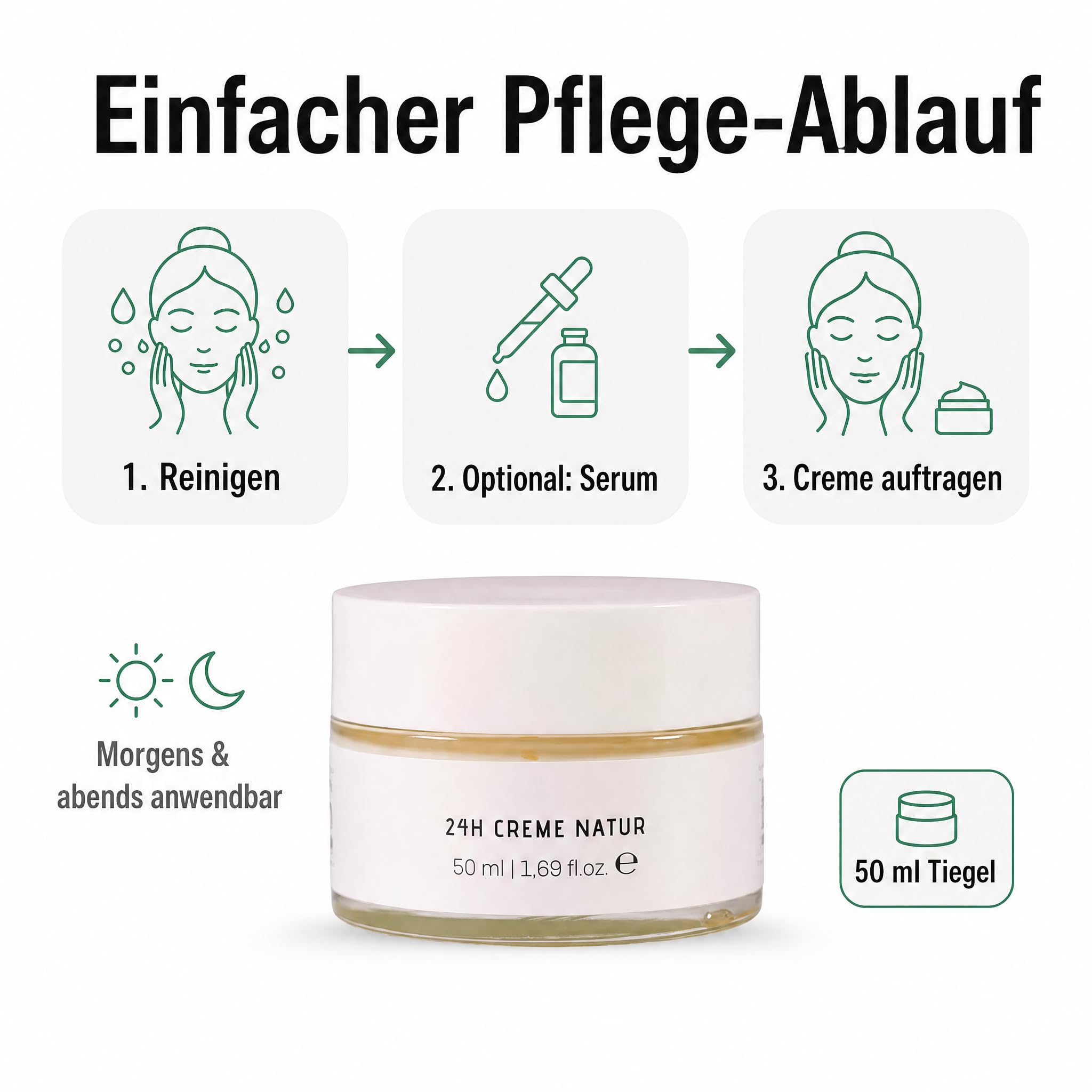 KS Beauty Gesichtscreme 24h, Tages- & Nachtcreme mit Aloe Vera, 50 ml | Feuchtigkeitscreme für Gesicht mit Q10, Niacinamid & Vitamin E – dermatologisch getestet, für sensible Haut geeignet