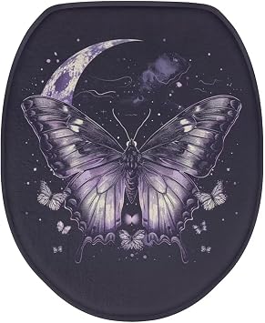 Pink Butterfly Toilet Seat Cover Elongated Round Oblong Toilet Lid Cover Washable Reusable Toilet lid Cover Fits Most Size Toilet Lids