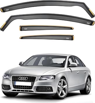 iSpeed Wind Deflectors For Audi A4 B8 2009-2015 4 Door Saloon 4pc set - Keep Your Car Ventilated in Rain - Reduce Wind Turbulence - Tinted In-Channel