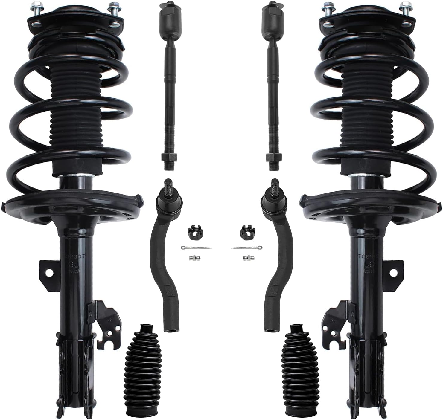 Detroit Axle - 8pc Front Struts Kit for Toyota 2007-2011 Camry 2006-2012 Avalon 2007-2009 Lexus ES350, 2 Struts with Coil Spring 4 Outer Inner Tie Rod Ends 2 Boots Replacement Suspension