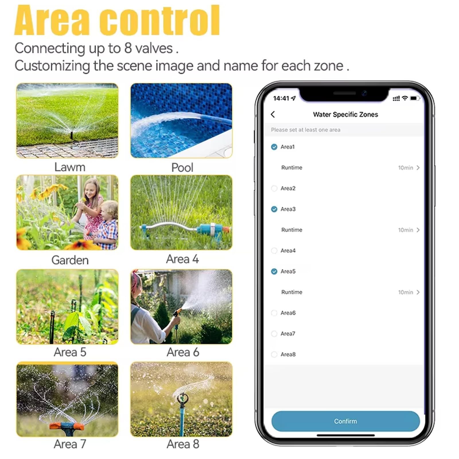 Centralina di irrigazione a 8 canali, centralina Intelligente con irrigazione Normale e Timer Cyde, Supporta 8 valvole e 1 valvola Principale, per irrigazione di Prati, Piscine e Giardini