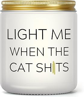 Cat Lover Gifts for Women, Cat Candle for Women Men, Cats Gifts for Cat Lovers, Funny Cats Themed Gift for Mothers Day, Fathers Day, Birthday Gift, Natural Soy Wax Lavender Candles for Cat Mom Dad