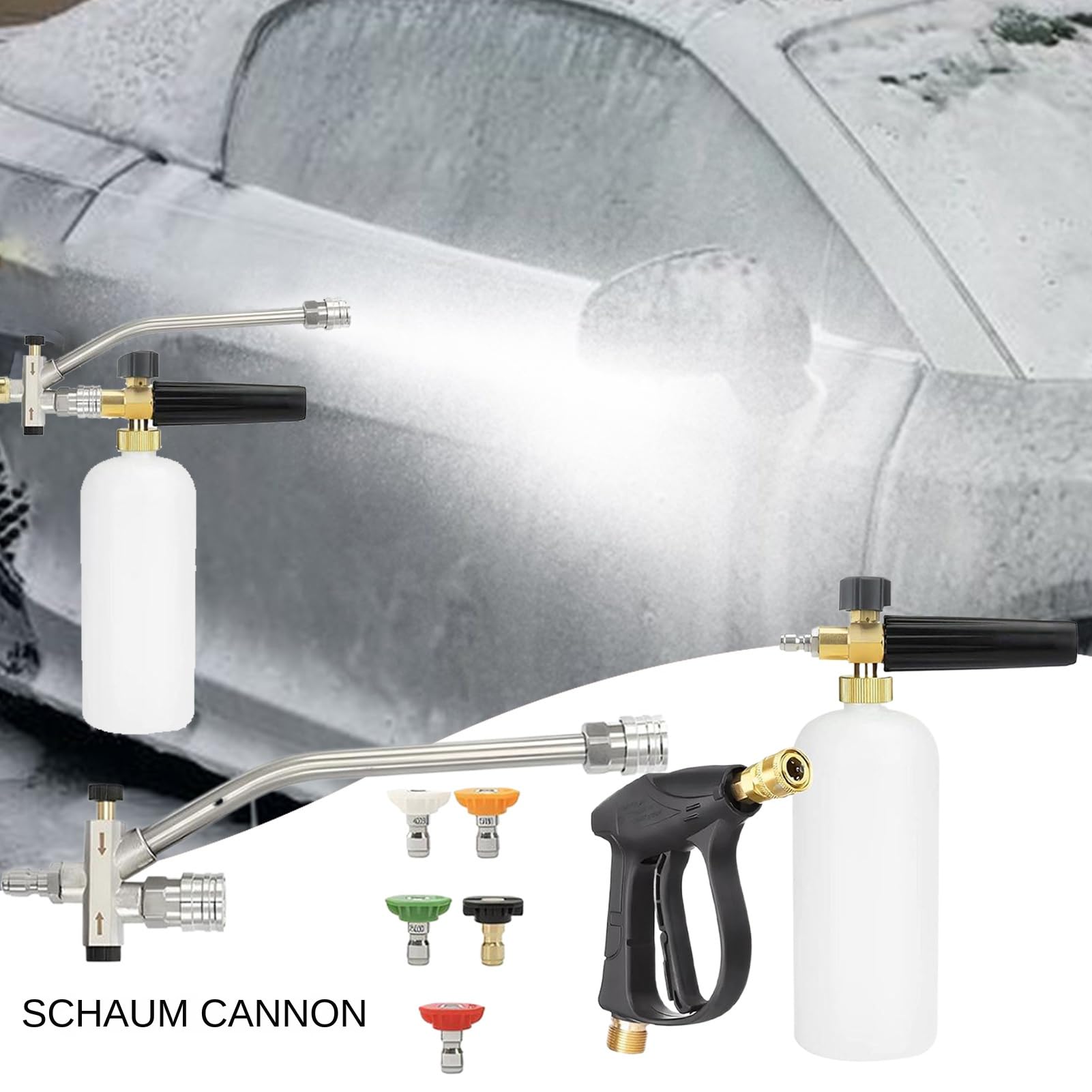 Lanza Espumadora Para Hidrolimpiadora Conector Para Canón De Espuma | Accesorio Con Conector Y Cabezal Doble Para Lavado De Coches Jardín Casa Y Exteriores