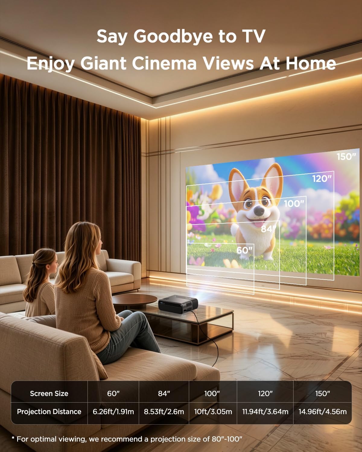 Portable Outdoor Movie Projector with Google TV, Backyard Theater, Camping image 5