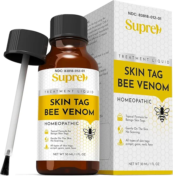 SupreH Bee Venom Skin Tag Remover: Homeopathic Skin Tag Removal with Thuja Occidentalis for Men and Women for Multiple Parts of Body 30