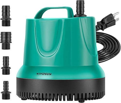 VIVOSUN Bomba sumergible 660GPH 40W para pecera, estanque, acuario, sistemas hidropónicos con cable de alimentación de 5 pies y 4 boquillas, color