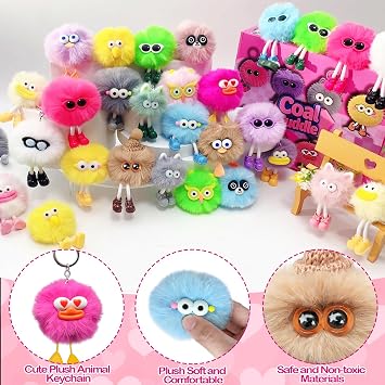22PCS Cute Plush Keychains Party Favors for Kids Keychains Decoration Birthday Goodie Bags Stuffers, Classroom School Gifts Carnival Prizes Bulk Student Prizes