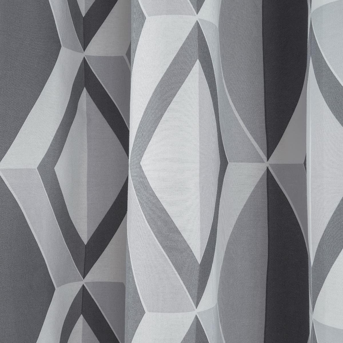 Sleepdown Printed Large Diamond Geo Eyelet Curtains for Bedroom and Living Room - 66 x 54 Inch - Grey - Image 3
