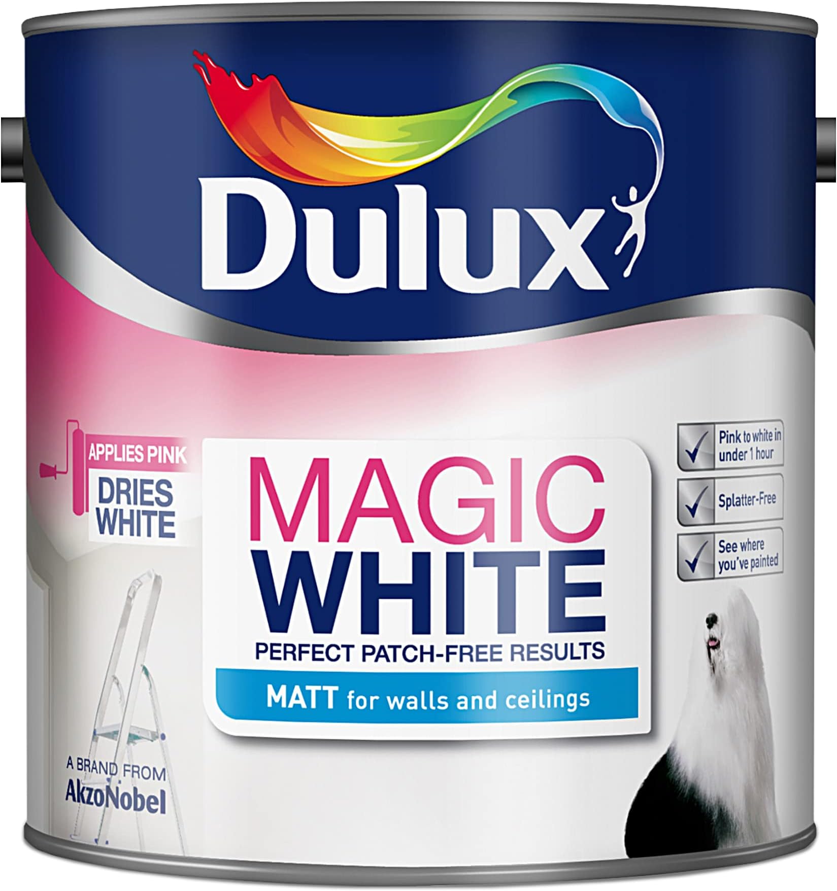 Dulux Magic White Matt Emulsion Paint - Pure Brilliant White - 2.5 Litre, 5275002