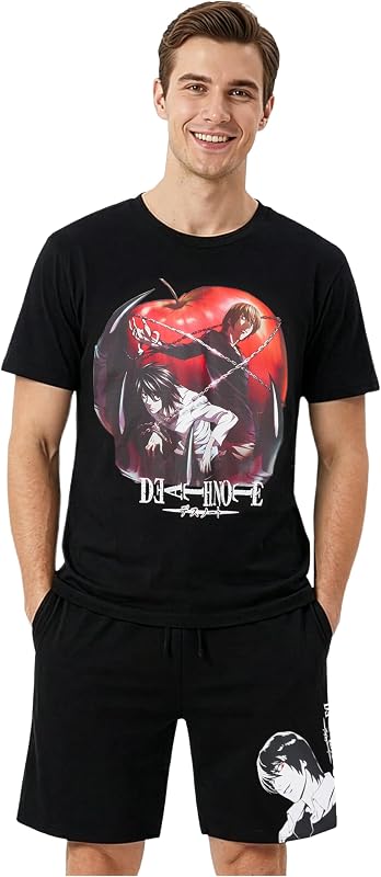 Get Trend Death Note | Attack on Titan | Tokyo Ghoul Mens Pajama Set, Soft Summer PJs, Sleepwear Anime Sleep Set with Pockets