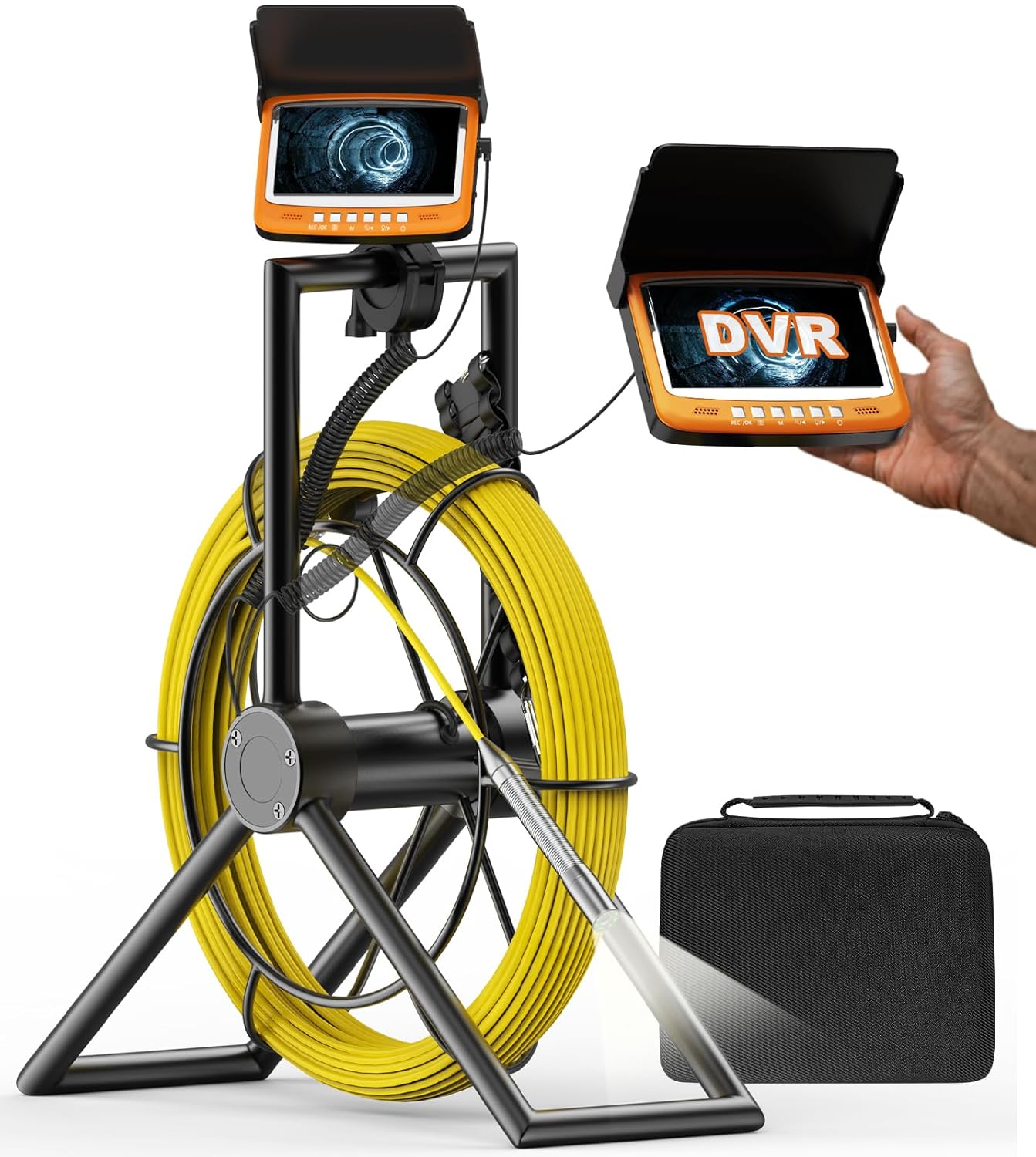 OnBeam Sewer Camera 100ft, Drain Camera with DVR Recorder, 4.3" Plumbing Cameras Snake with 8 Adjustable LED Lights, Waterproof IP68 & 16GB, Industrial Endoscope for Duct Sewer Line Pipe Inspection