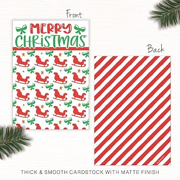 m&h invites Christmas Cookie Cards - Sleigh Pattern Design 50 Pack - Mini Cookie Card Backers For Packaging