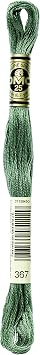 DMC 117-367 Mouline Stranded Cotton Six Strand Embroidery Floss Thread, Dark Pistachio Green, 8.7-Yard