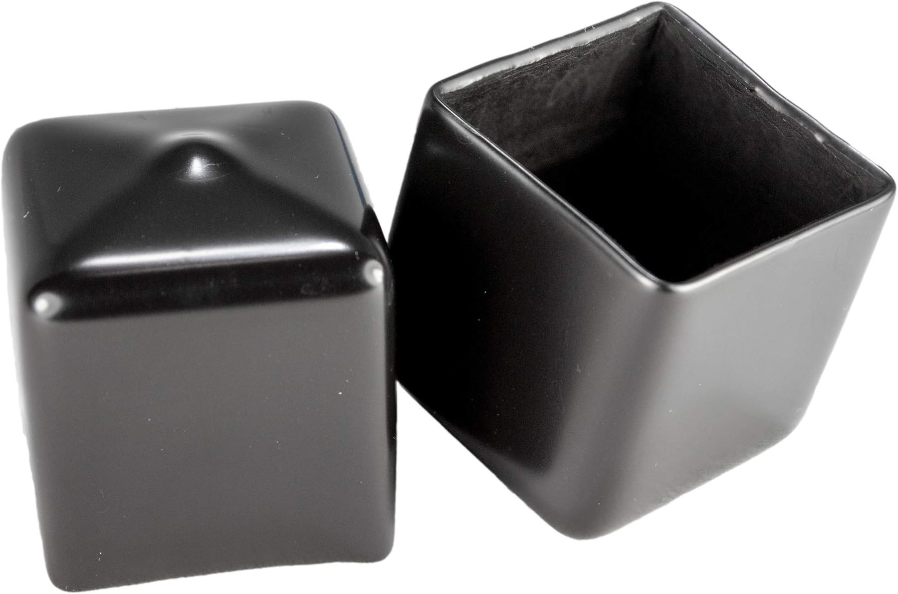 Prescott Plastics 1 Inch Square Black Vinyl End Cap, Flexible Pipe Post Rubber Cover ((C) Pack of 50 Caps)