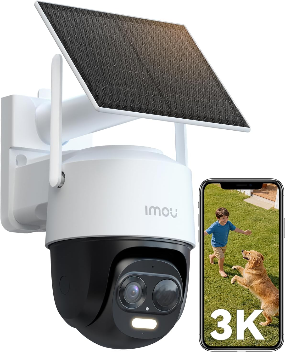 Imou 5MP Telecamera WiFi Esterno Senza Fili con Pannello Solare, Videocamera Sorveglianza Wi-Fi Esterno a Batteria 5000mAh, Rilevamento PIR&Umano, Visione Notturna a Colori, Audio Bidirezionale, IP65
