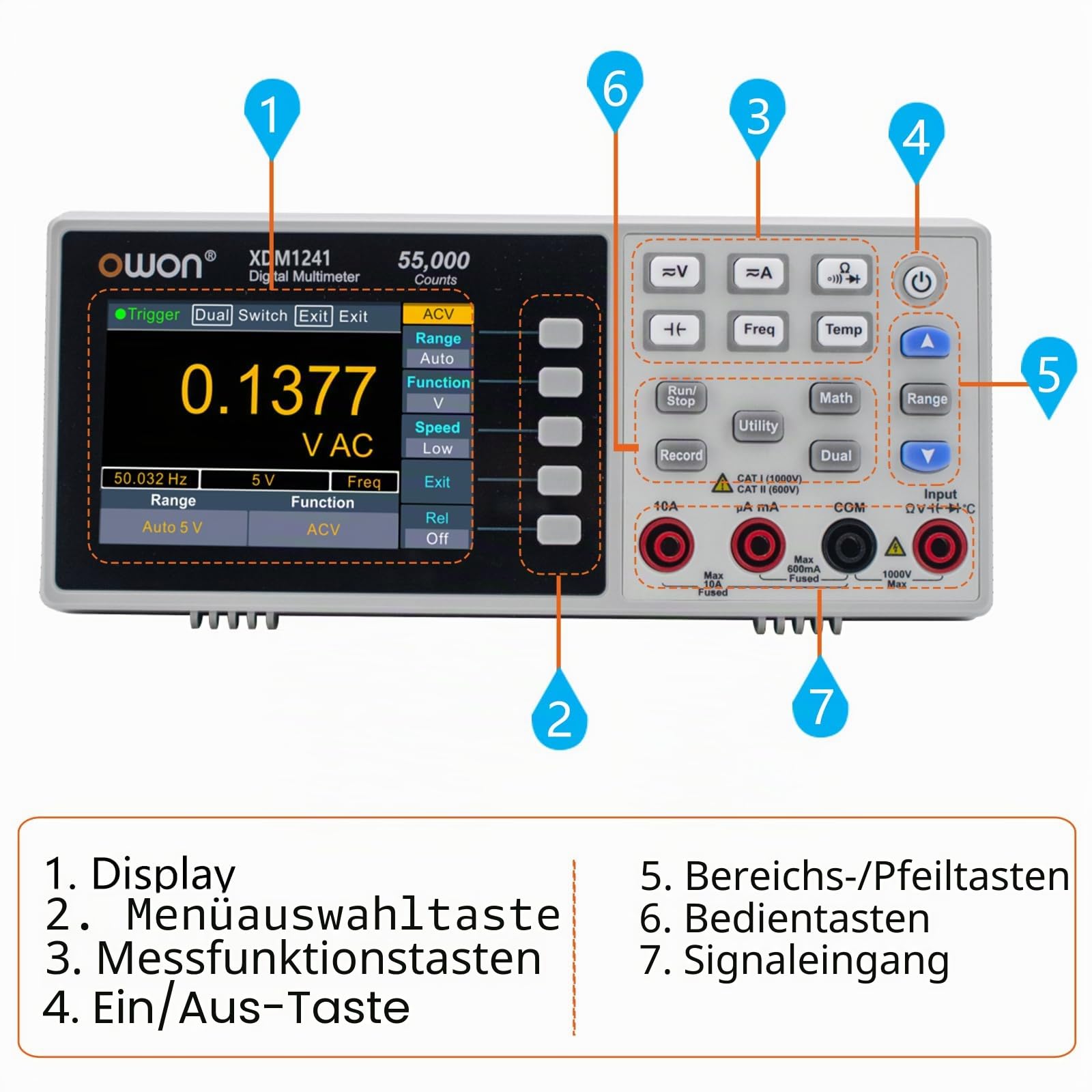 OWON XDM1241 Tischmultimeter mit wiederaufladbaren Batterien True RMS High Accuracy Universal Desktop Multimeter