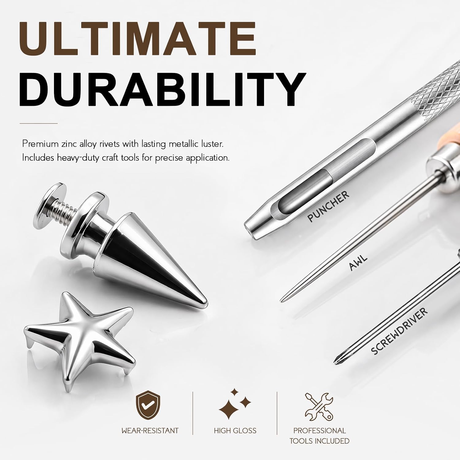 Naler 544 Sets Studs and Spikes Kit, 12 Sizes
