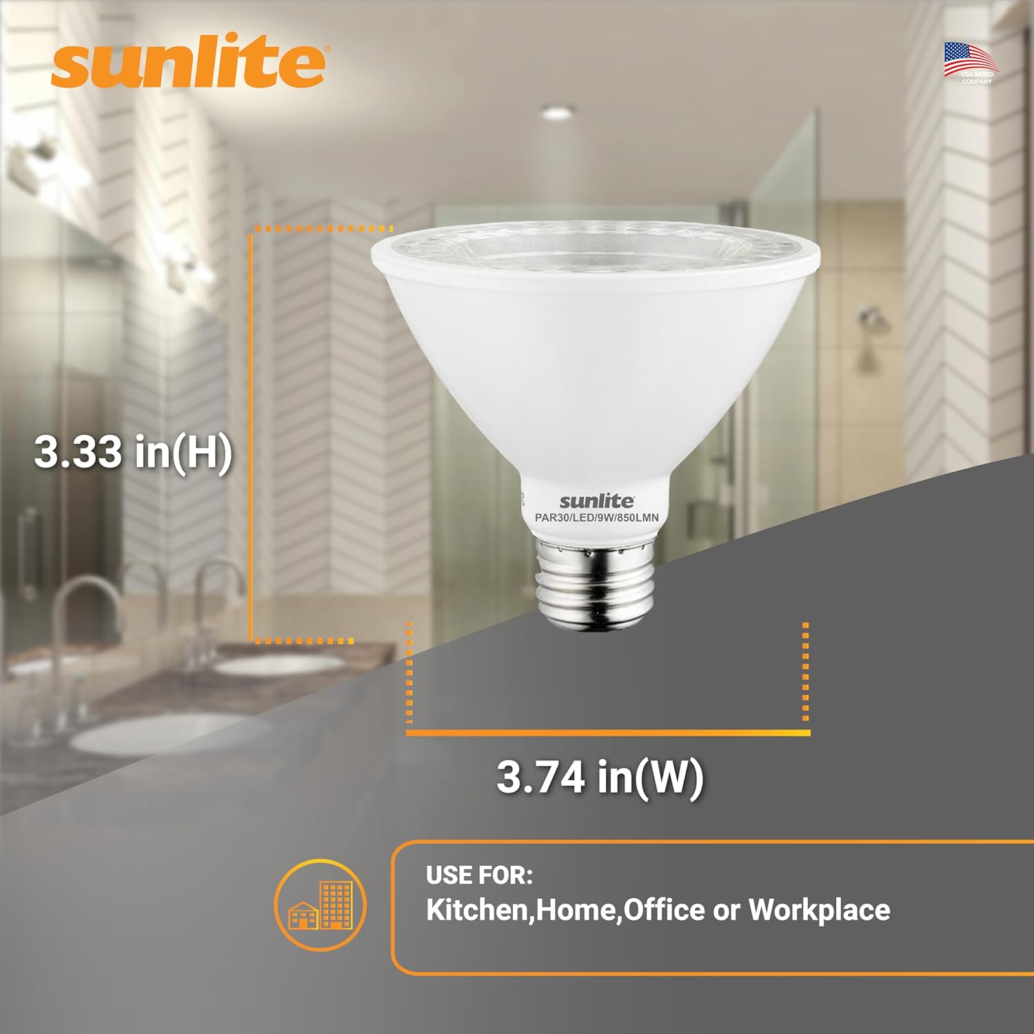 Sunlite LED PAR30 Short Neck Flood Light Bulb, 9 Watt, (75W Equivalent), 850 Lumens, Medium Screw (E26) Base, Dimmable, ETL Listed, 5000K Daylight, 6 Count