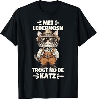 Funny Lederhosen Cat Design for Oktoberfest Cats Bavarian T-Shirt