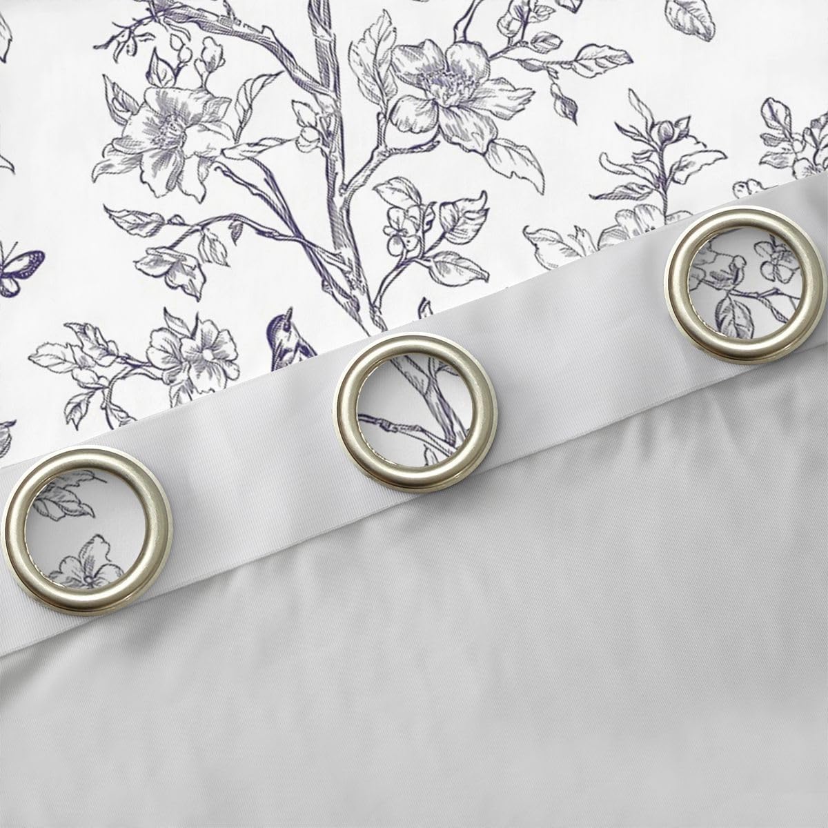 Castle Fairy Floral Bird Sketch Bedroom Curtains Aesthetics Butterflies Bookshelf Window Drapes for Kids Boho Style Blackout Drapes Window Treatments Grommet Top 52Wx84L Inch 2 Panel Set,Grey White