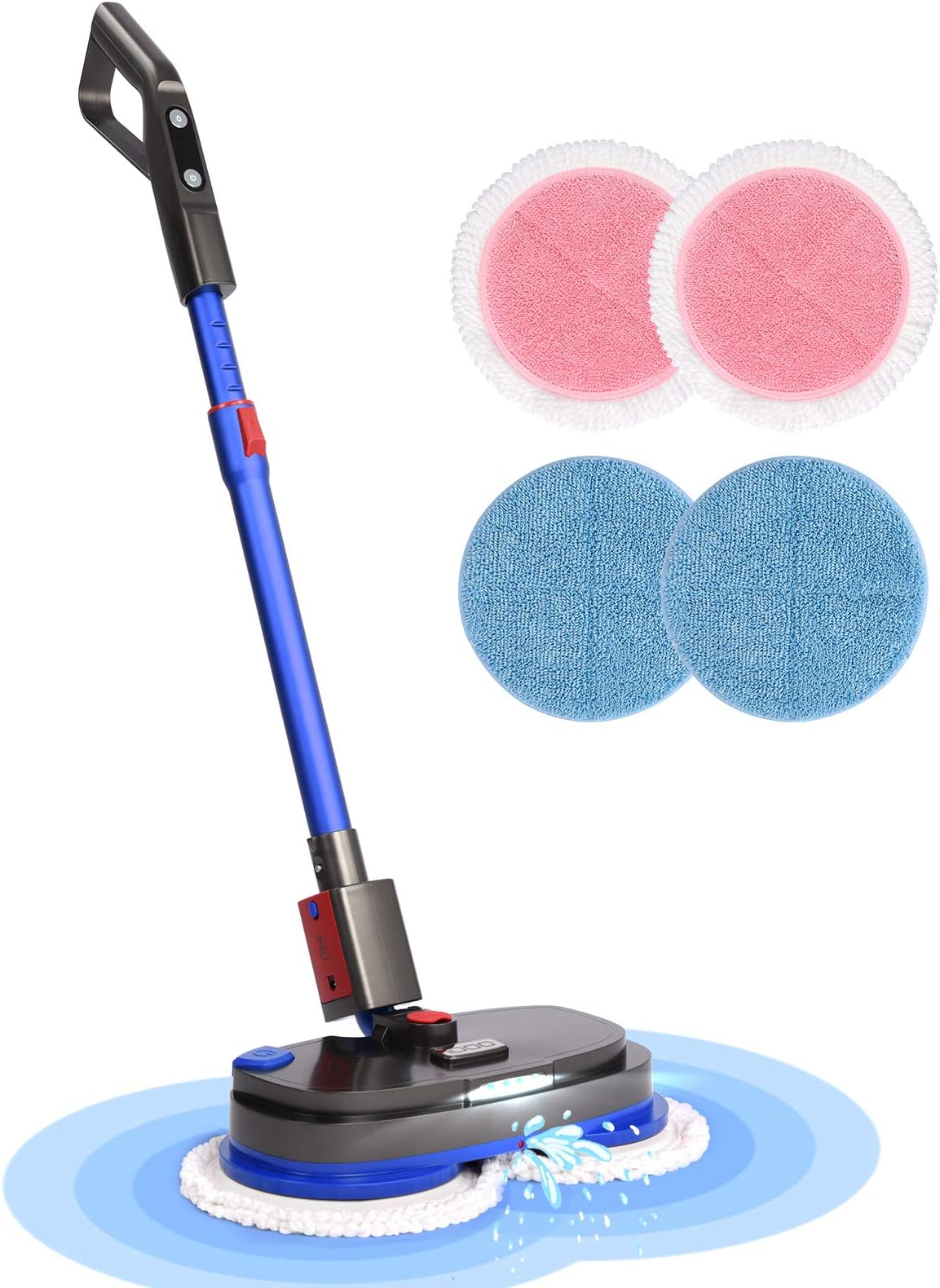 Cordless Electric Spin Mop, Spray Mops for Floor Cleaning with Built-in 300ml Water Tank, Polisher with Led Headlight and Sprayer, Scrubber for Hardwood Tile Floor, Powerful Cleaner and Waxing
