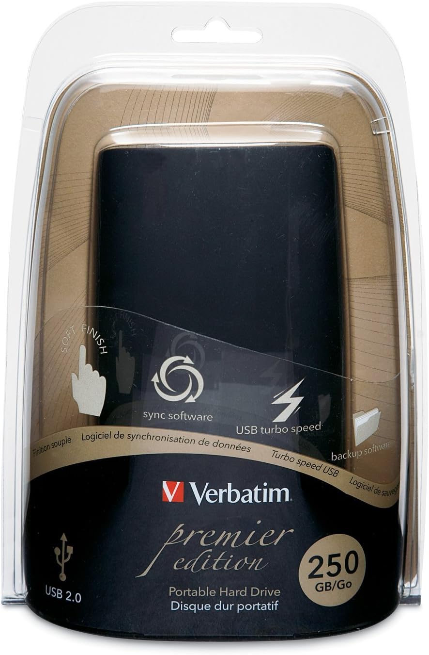 Verbatim Premier Edition 250 GB USB 2.0 Portable External Hard Drive 96778 (Black)