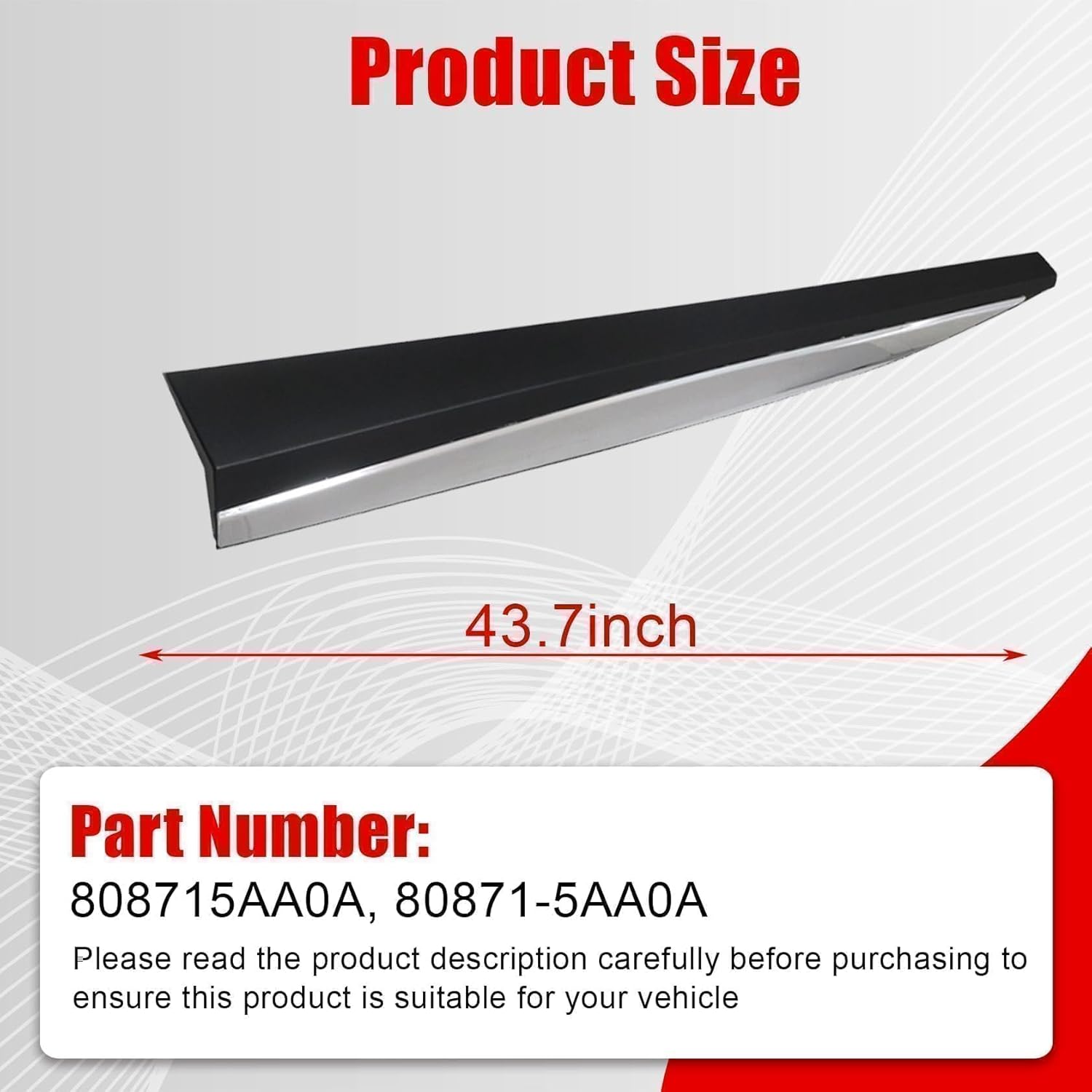 FZJDSD Black Left Front Driver Side Door Trim Lower Molding 808715AA0A Compatible with Nissan Murano 2015-2022