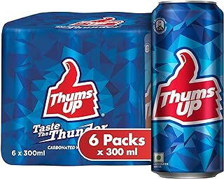 Thumsup Cola Cold Drink | Soft Drink With Strong Taste | Spicy & Fizzy Cold Drink | Recyclable Can, 300 Ml (Pack Of 6)