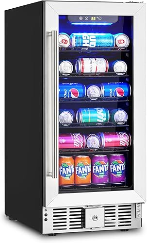 Towallmark Refrigerador de bebidas, refrigerador de bebidas de 3.2 pies cúbicos Capacidad de 115 latas, enfriador de bebidas pequeño con compresor