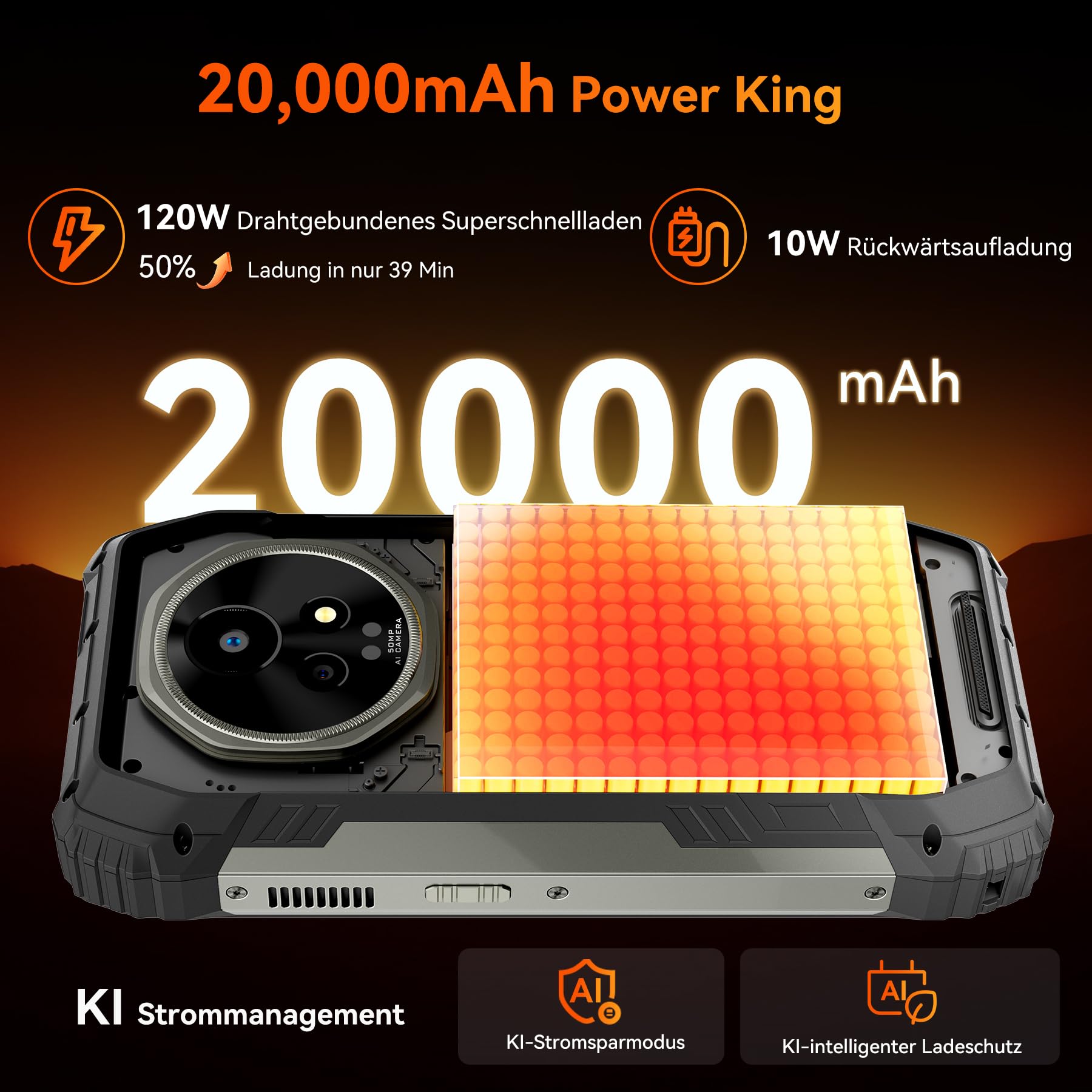 Blackview Xplore 2 Robustes 5G, 20000mAh Outdoor Smartphone Android 15,48GB+1TB Baustellenhandy, 6.73”FHD+ AMOLED 120Hz, 50MP+20MP, IP68/ Fingerabdruck/MTK 8300/NFC/467LM Outdoor Handy Ohne Vertrag