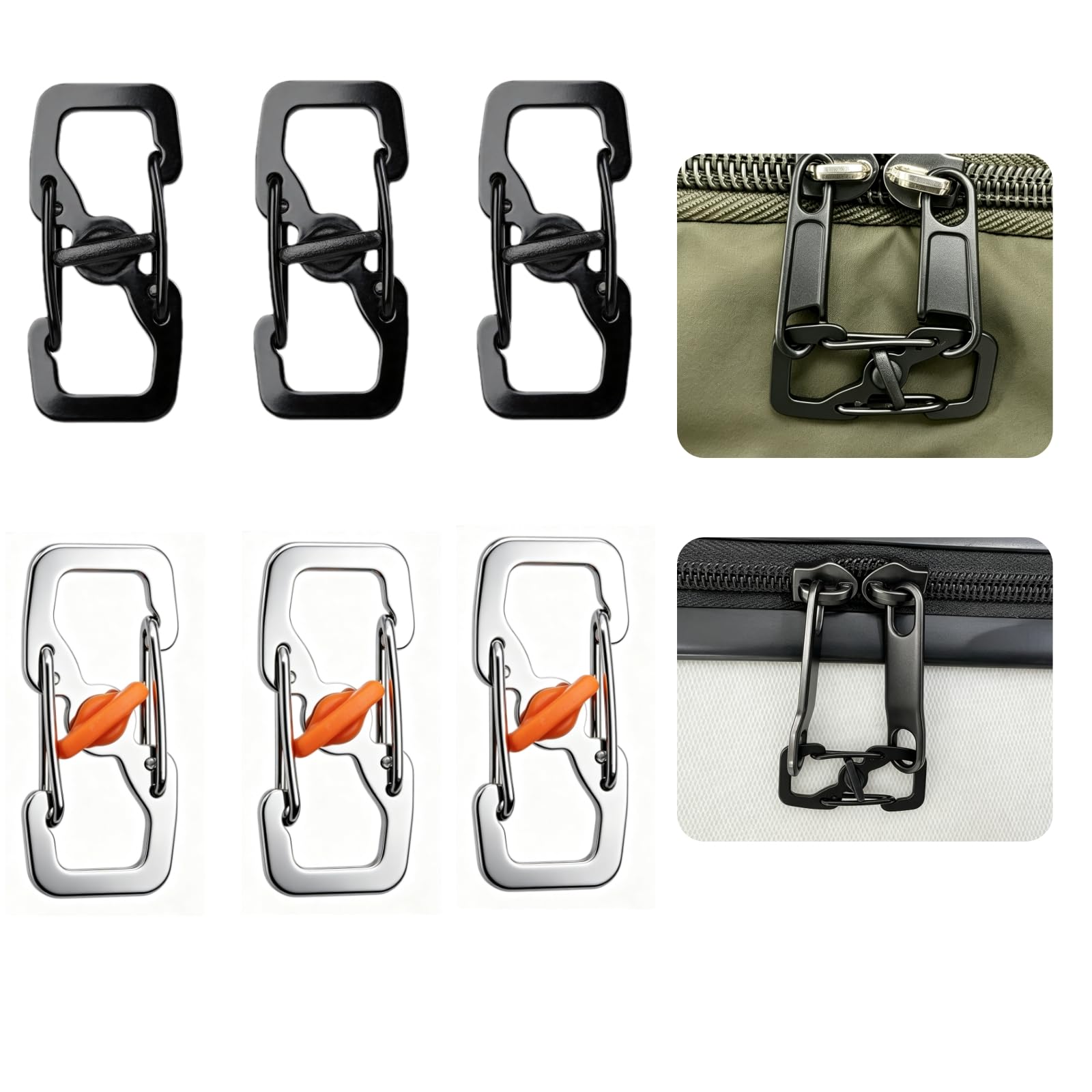 Locking Anti Theft Zipper Clips, Travel Essentials for Luggage Backpack