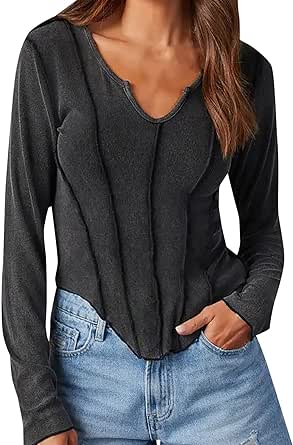 Drawstring Ruched Front V-Neck Long Sleeve Top