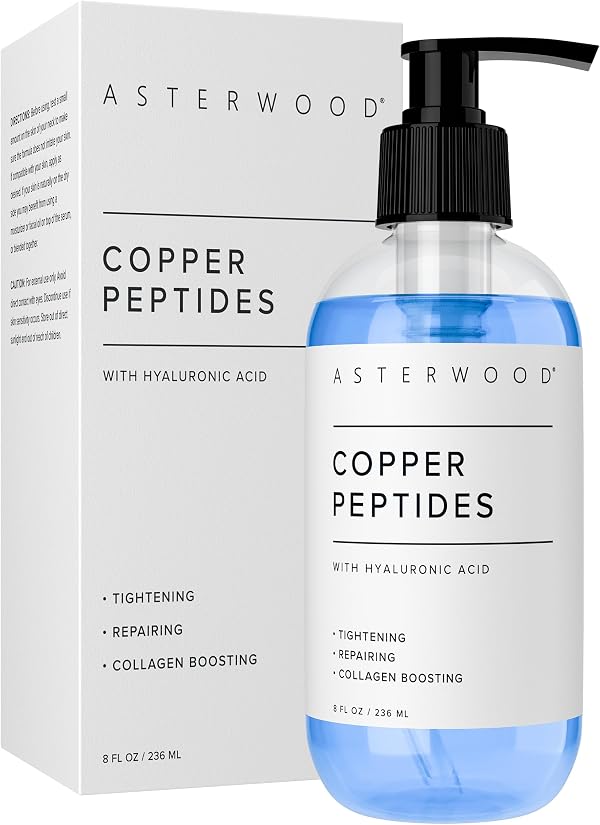 Asterwood Copper Peptides Serum for Face - Tightening, Repairing, Collagen Boosting - with GHK-Cu Peptide and Hyaluronic Acid - 8 Fl Oz