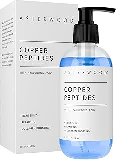 Asterwood Copper Peptides Serum for Face - Tightening, Repairing, Collagen Boosting - with GHK-Cu Peptide and Hyaluronic Acid - 8 Fl Oz