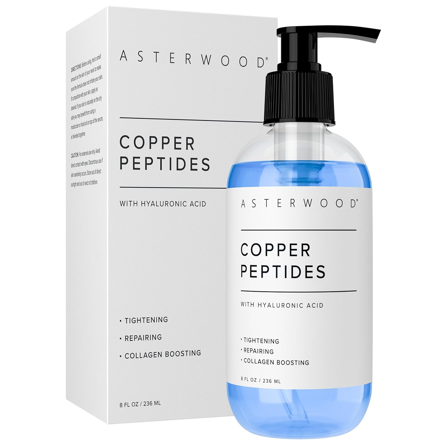 Asterwood Copper Peptides Serum for Face - Tightening, Repairing, Collagen Boosting - with GHK-Cu Peptide and Hyaluronic Acid - 8 Fl Oz