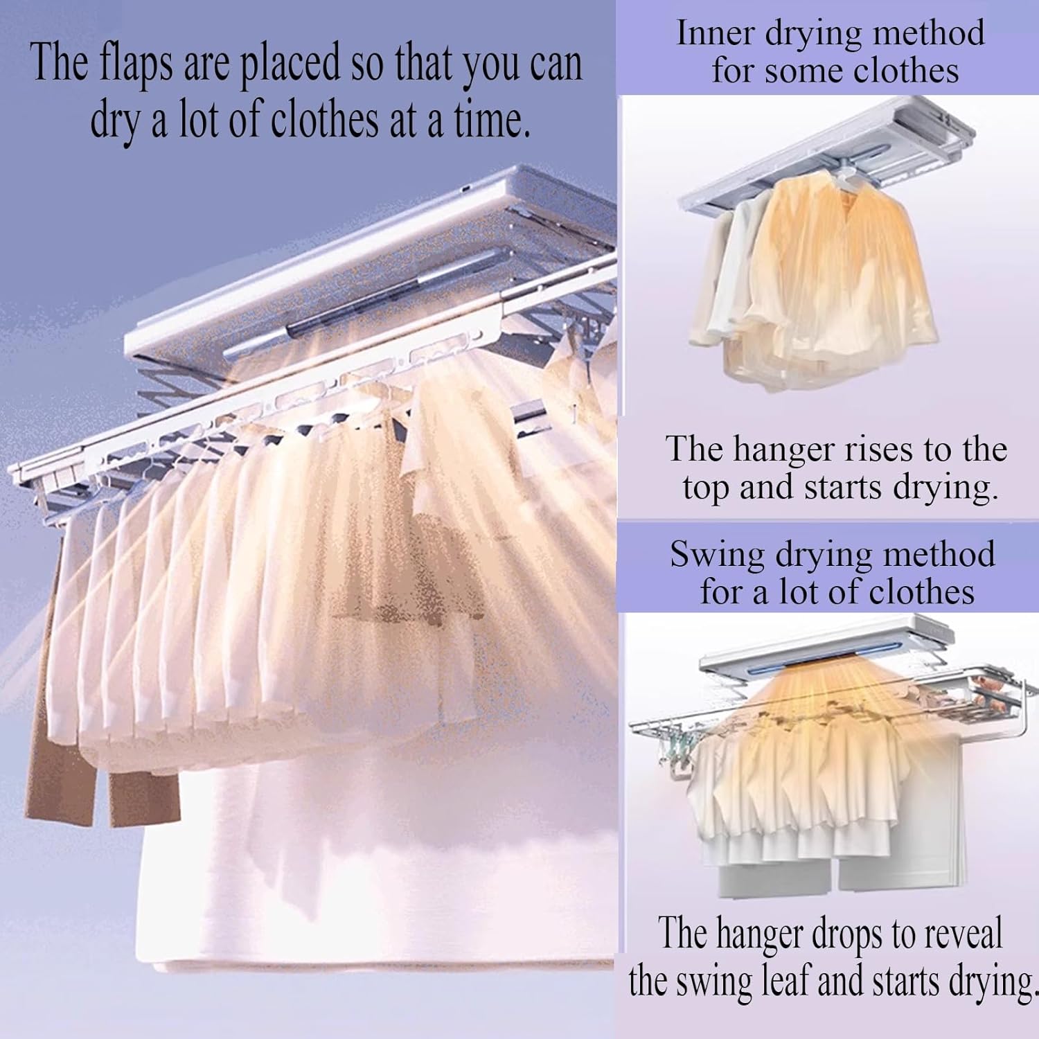 Indoor Clothes Drying Rack for Jeans Drying Quickly, Foldable Drying Rack Retractable 140-230Cm with Load of 35Kg, Ceiling Mounted Clothes Drying Rack,