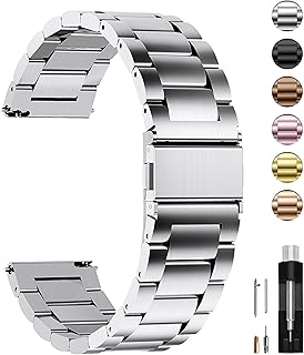 Fullmosa Watch Band, Quick Release Stainless Steel Replacement for Men Women, Metal Chain Watch Strap Width 16mm 18mm 19mm 20mm 22mm 24mm, Silver, 24mm