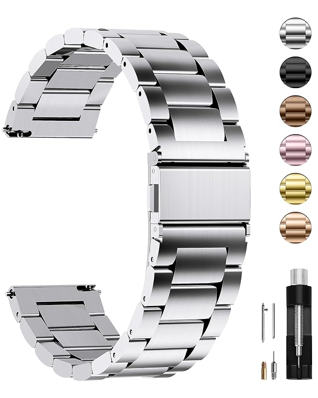 Fullmosa Watch Band Quick Release Stainless Steel Replacement for Men Women Metal Chain Watch Strap Width 16mm 18mm