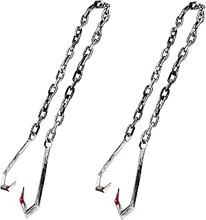 2 Pack Halloween Chains Plastic Fake Butcher Hook Halloween Plastic Chain with Chain Weapons for Halloween Horror Prop Decor Cosplay