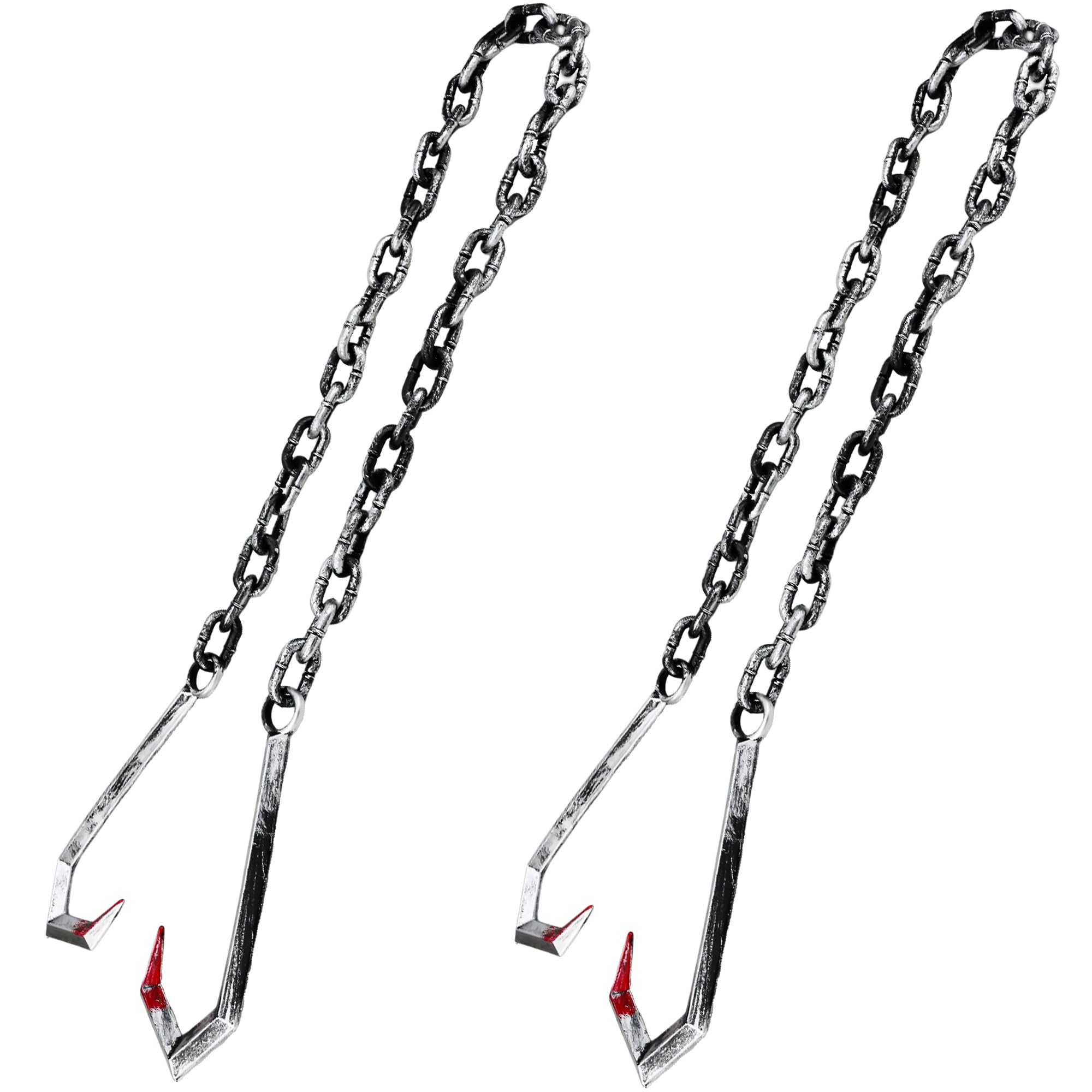 chain with weight and hook weapon Flotory 2 Pack Halloween Chains Plastic Fake Butcher Hook Halloween Plastic  Chain with Chain Weapons for Halloween Horror Prop Decor Cosplay :