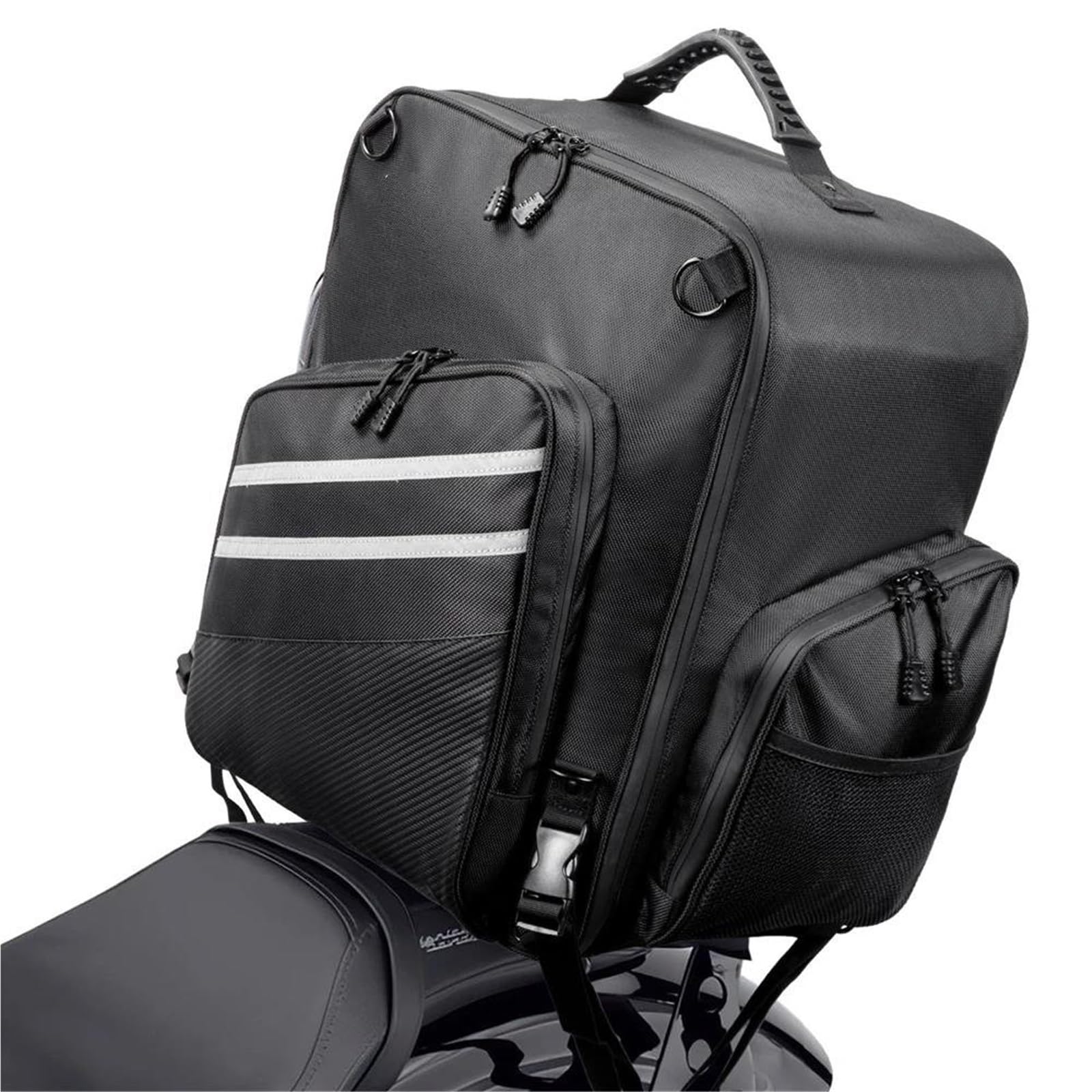 Bolsa Trasera Moto Universal para Motocicleta Bolsa Equipaje Trasero Almacenamiento para Casco De Viaje Bolsa para Asiento Trasero Bolso Mochila Bolsa sillín Motocicleta