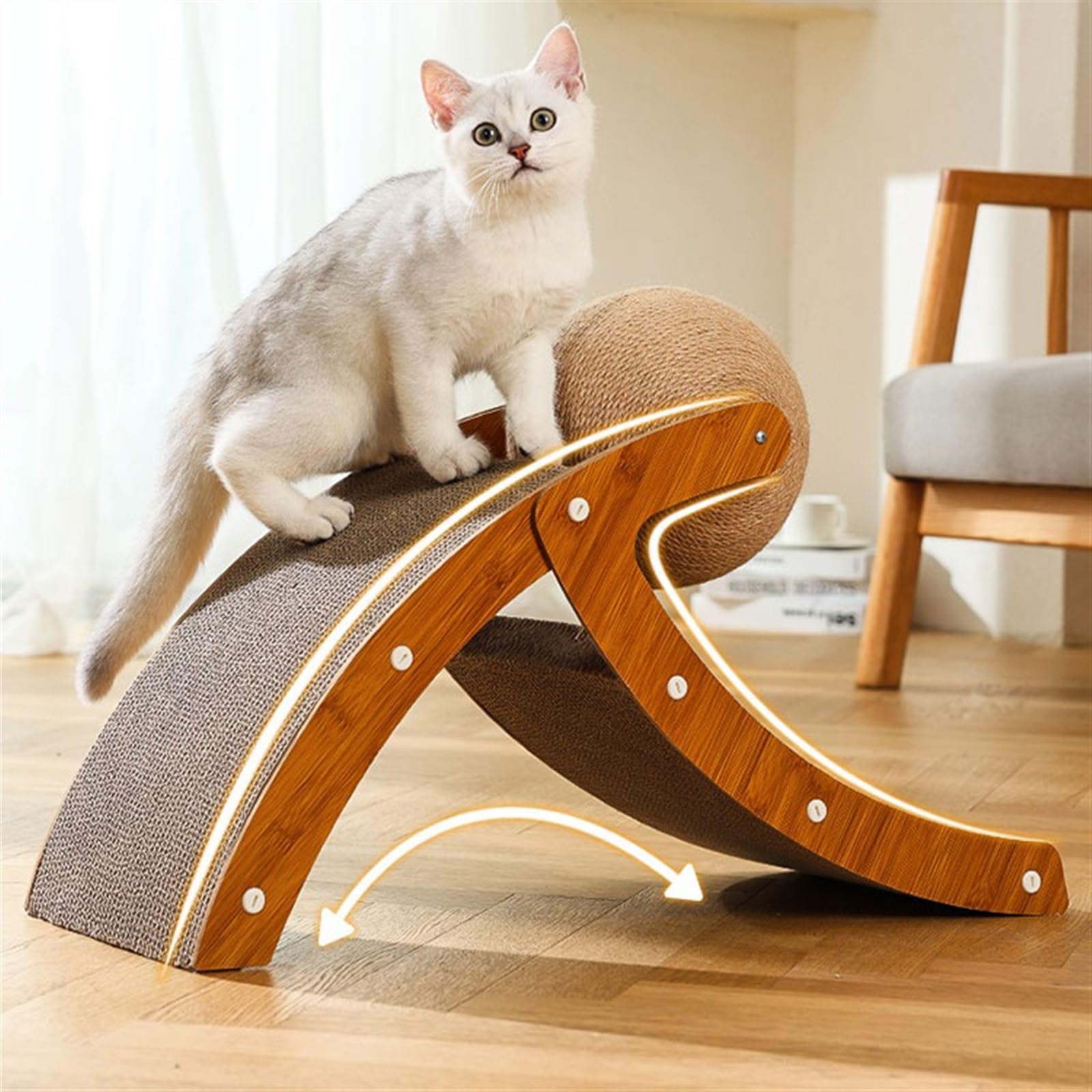 Grattoir pour Chat Boule à gratter verticale for chat, griffes de meulage auto-très ennuies 2 en 1, jouets for chat, planche à gratter multifonctionnelle for chat, broyeur de griffes Jouets pour chats