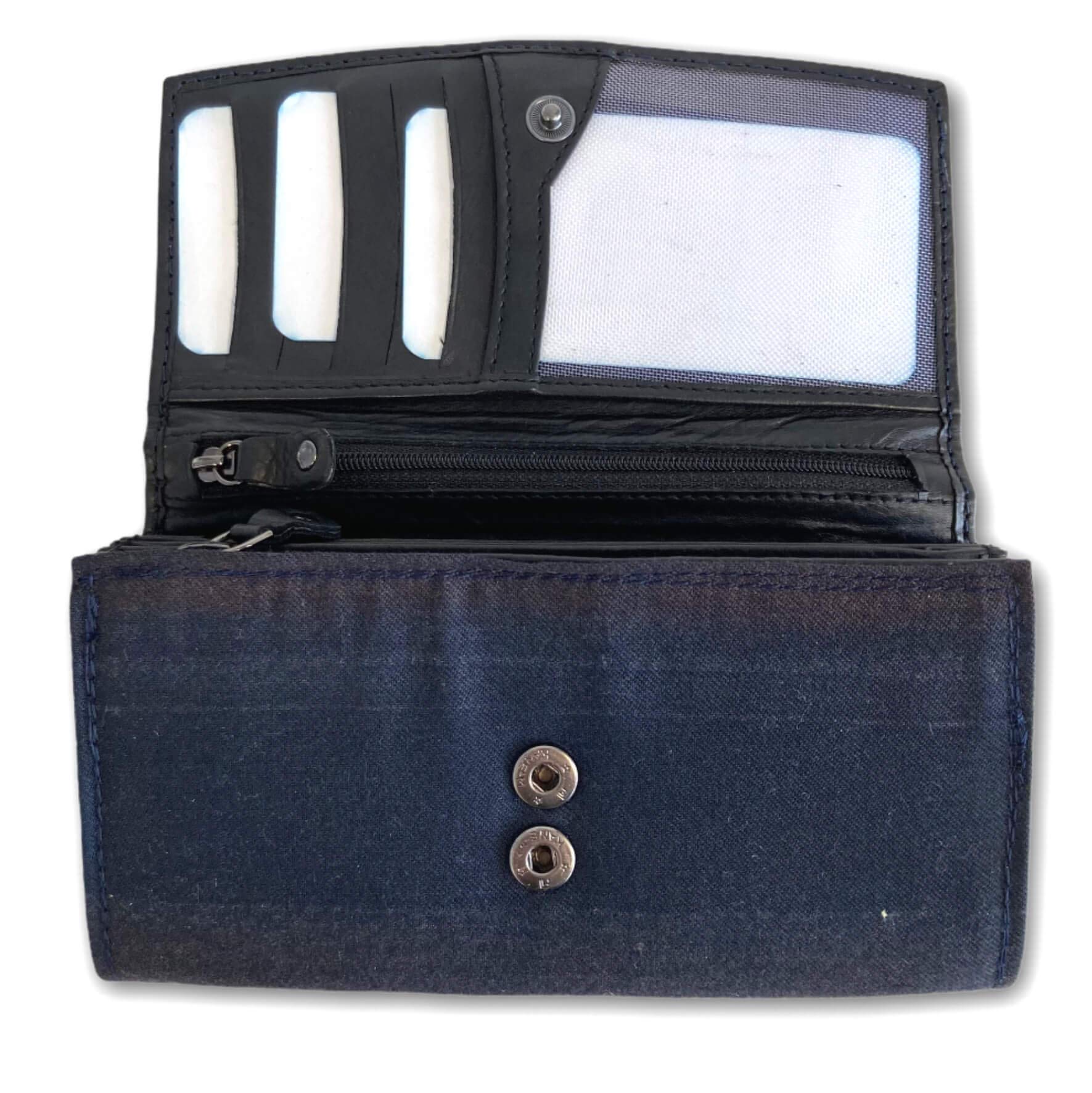 Feuerwehr Damen Geldbörse/GB-Dam-Navy/Portemonnaie Geldtasche Portjuchhe Brieftasche Geldbeutel / 17,0 x 9,5 x 3,5 cm/Original gebrauchter Feuerwehrkleidung