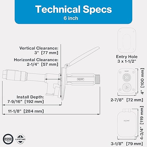 Vista 7 de Aquor House Hydrant V2+ - Grifo de jardín para exteriores que no genera escarcha, con conexión rápida y antisifón, 6 pulgadas, polímero gris pizarra