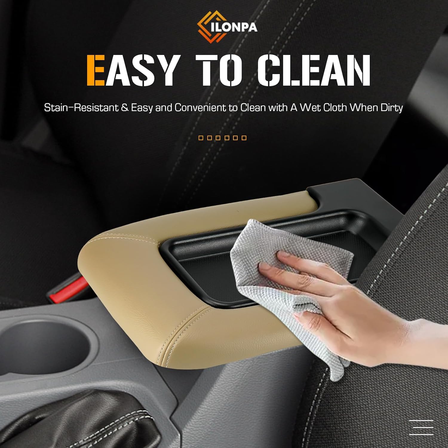 ILONPA Beige Center Console Lid Cover Armrest Box Cover Fits for 2001-2006 GMC Yukon XL, GMC Sierra, Chevy Tahoe Suburban Silverado, 2002-2006 Chevy Avalanche -19127364 19127366 19127365