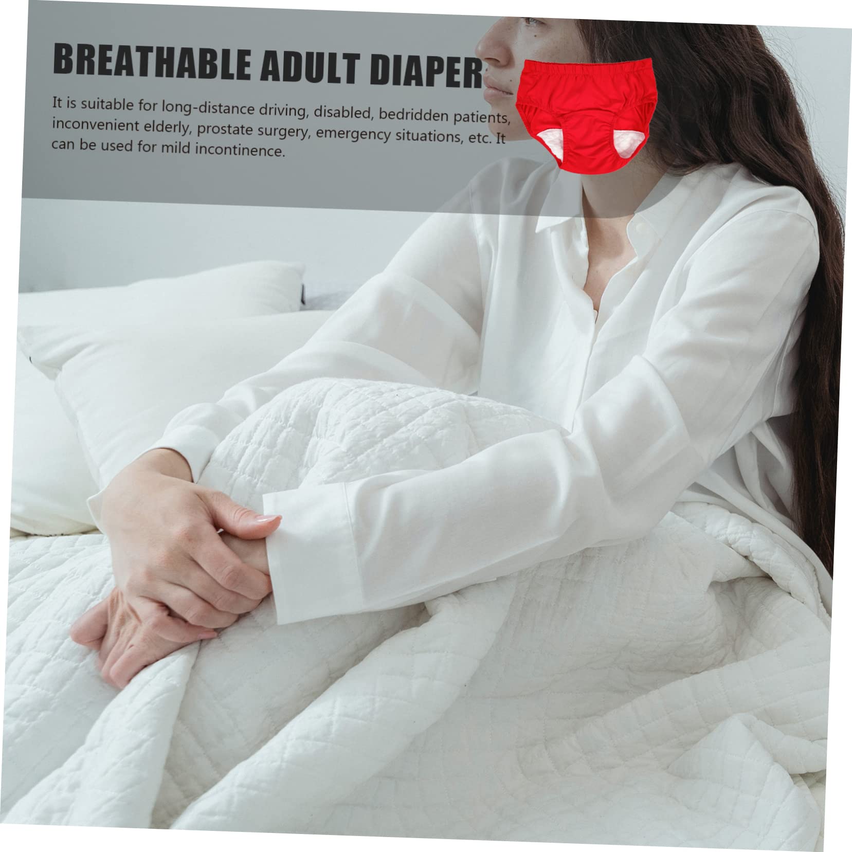 minkissy 4 Uds Bragas Urinarias Para Personas Mayores Discapacitadas Accesorios Aire Pantalones Convenientes Rojos