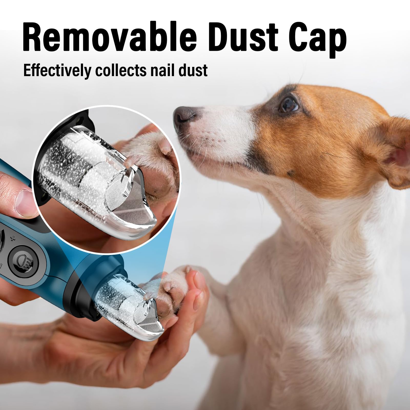 Casfuy Smart 6-Speed Dog Nail Grinder - 50% More Power Pet Nail Grinder with 2 LED Lights Quiet Rechargeable Electric Dog Nail Trimmers File Toenail Grinder for Large Medium Small Dogs & Cats (DB) - image 6